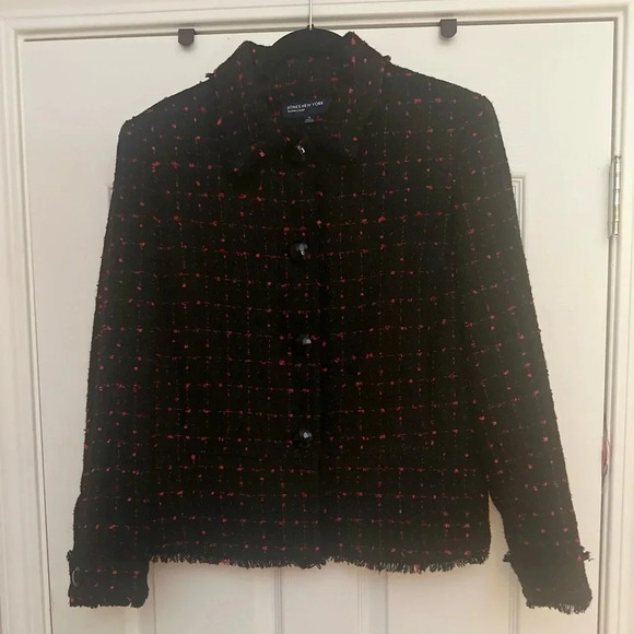 NWOT-Women’s‎ Jones of New York Signature Red/Black Textured Jacket. Size 14. - Picture 1 of 10